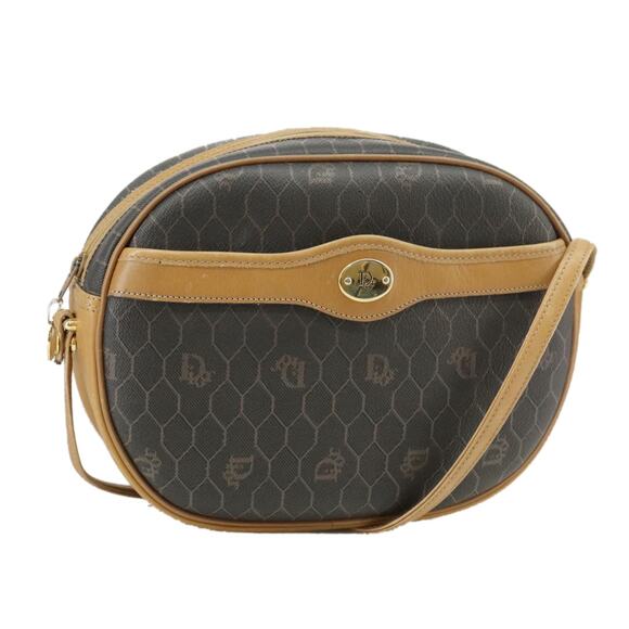 DIOR Honeycomb Canvas Shoulder Bag Pvc Leather Black - Picture 1 of 13